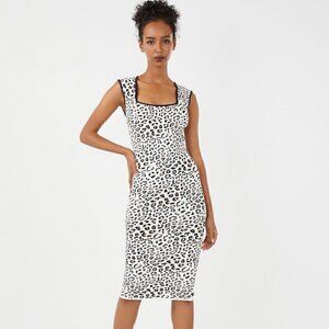 BCBGMAXAZRIA Ladies Night Out Ruby Leopard Bodycon Cocktail Dress White NWT sz S